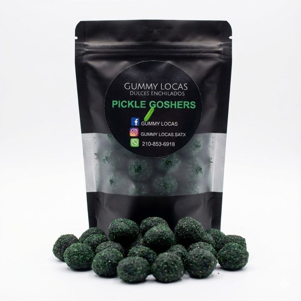 Pickle Gushers pouch with chamoy-and-chili coated fruit snacks