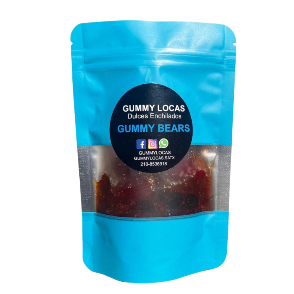 Gummy Bears pouch with chamoy-and-chili coated gummy bears